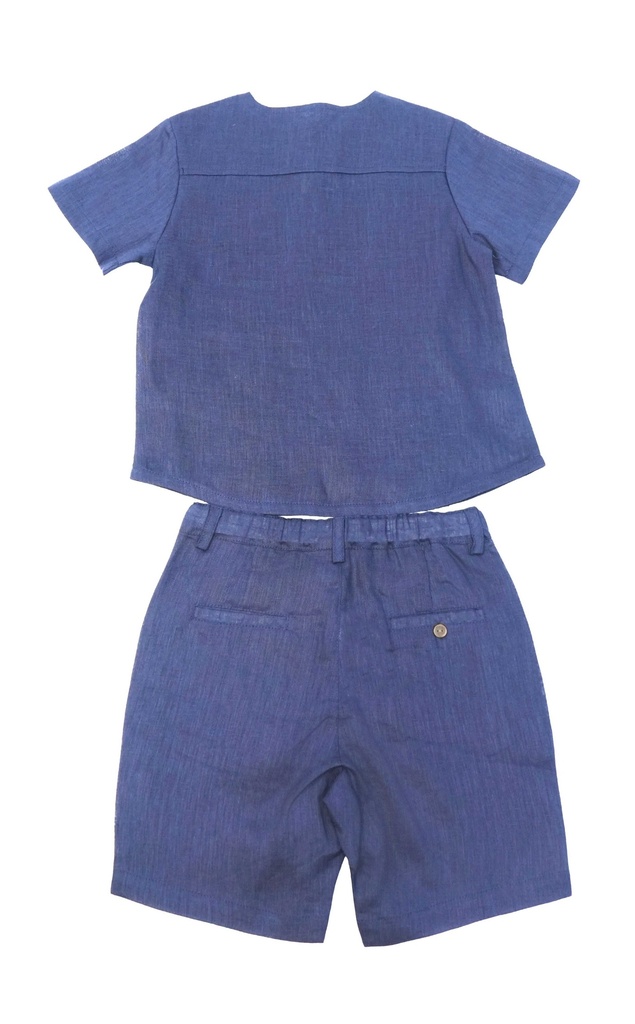 26125 ERKEK GÖMLEK ŞORT 2'Lİ TAKIM LACİVERT