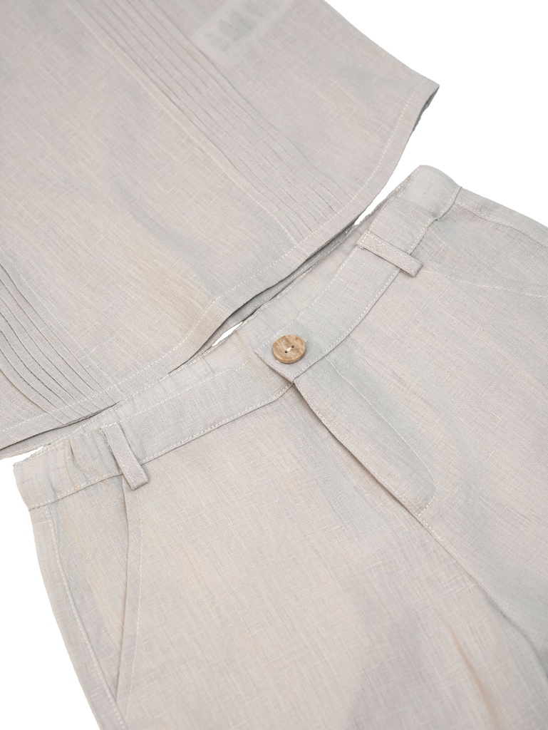 26225 ERKEK GÖMLEK ŞORT 2'Lİ TAKIM BEJ