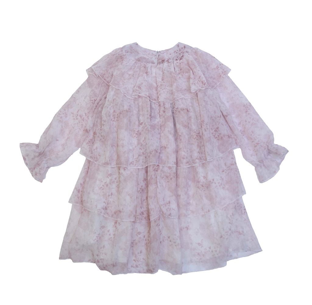 25717 TENCEL COK KATLI ELBISE PEMBE