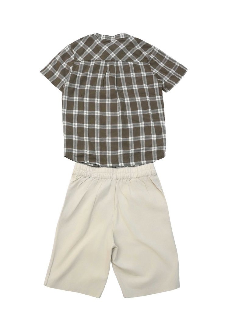 26229 ERKEK GÖMLEK ŞORT 2'Lİ TAKIM DESENLİ