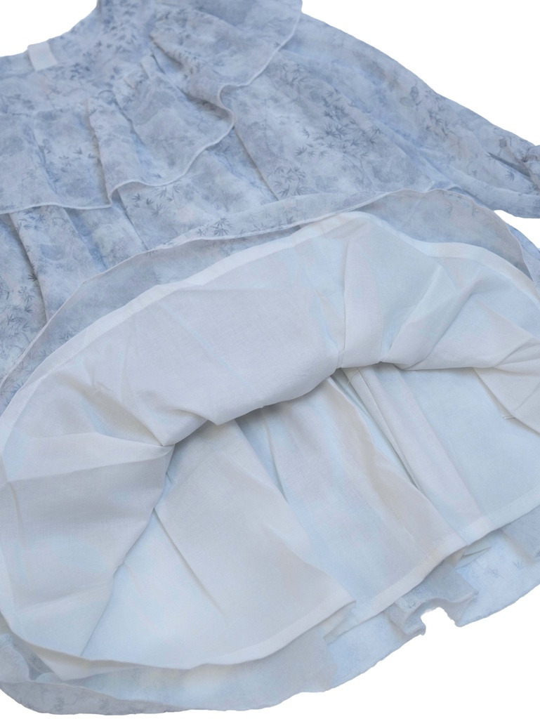 25717 TENCEL COK KATLI ELBISE MAVI