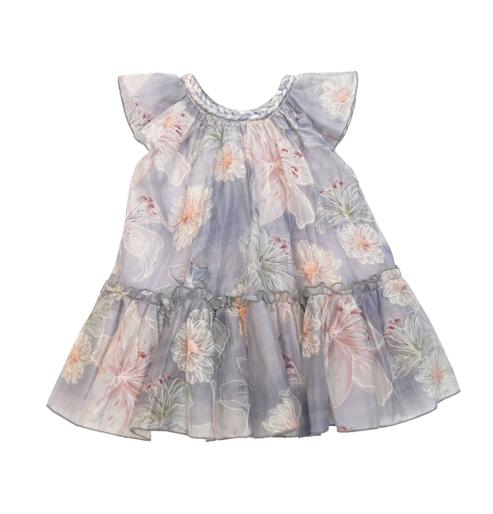 26111 ÖRGÜ YAKA ÇİÇEKLİ ELBİSE DESENLİ