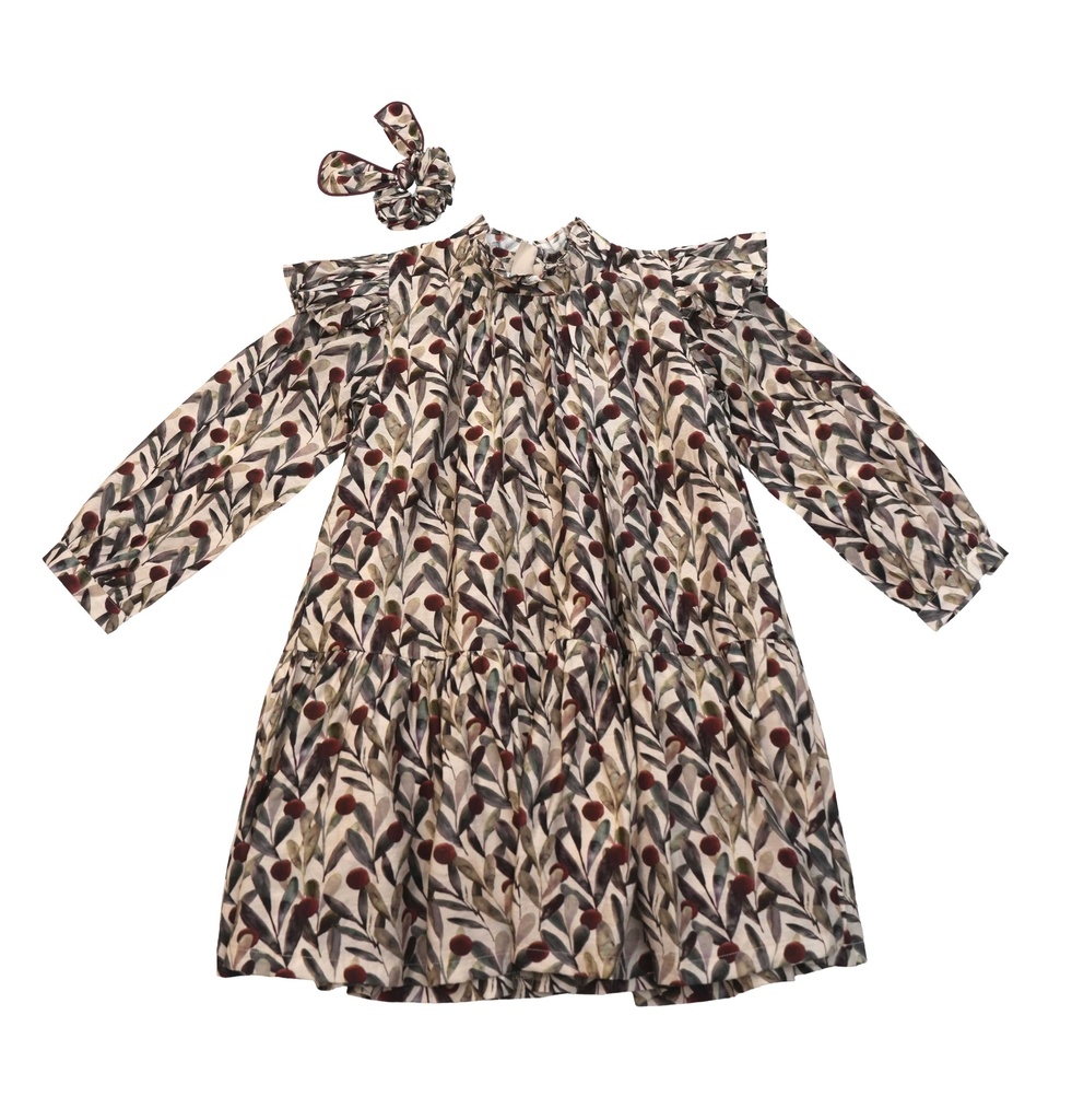 26204 DİK YAKA ELBİSE DESENLİ