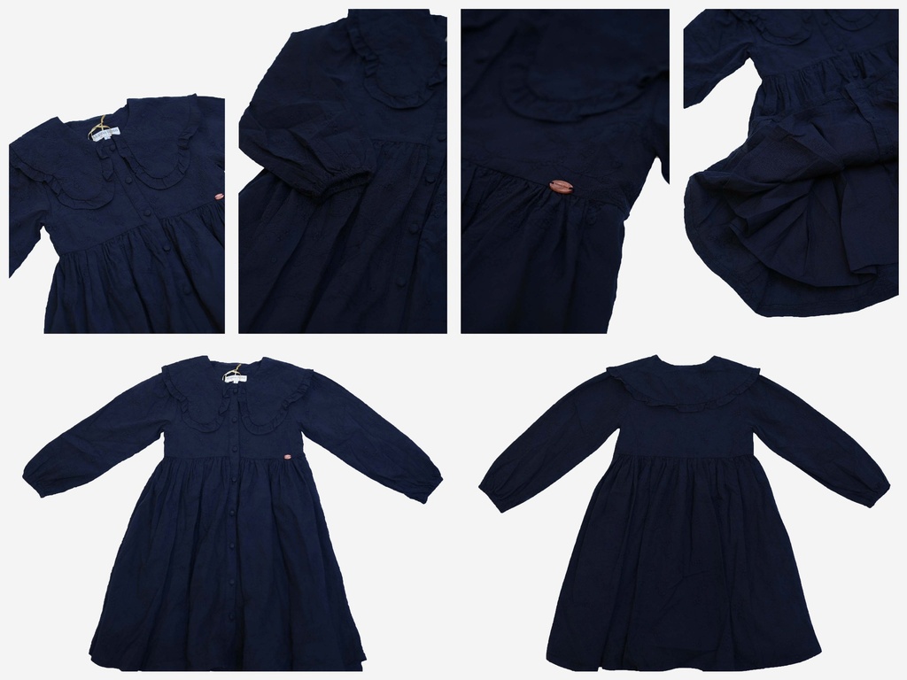 25725 BRODE YAKALI ELBISE LACIVERT