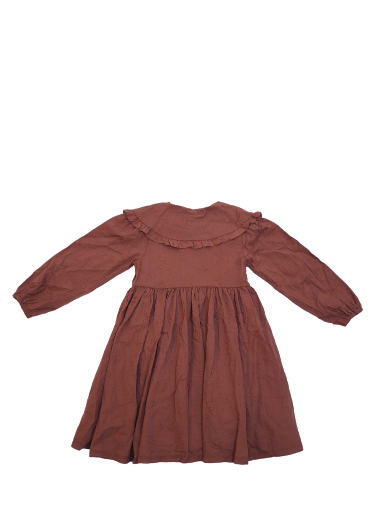 25725 BRODE YAKALI ELBISE KAHVERENGI