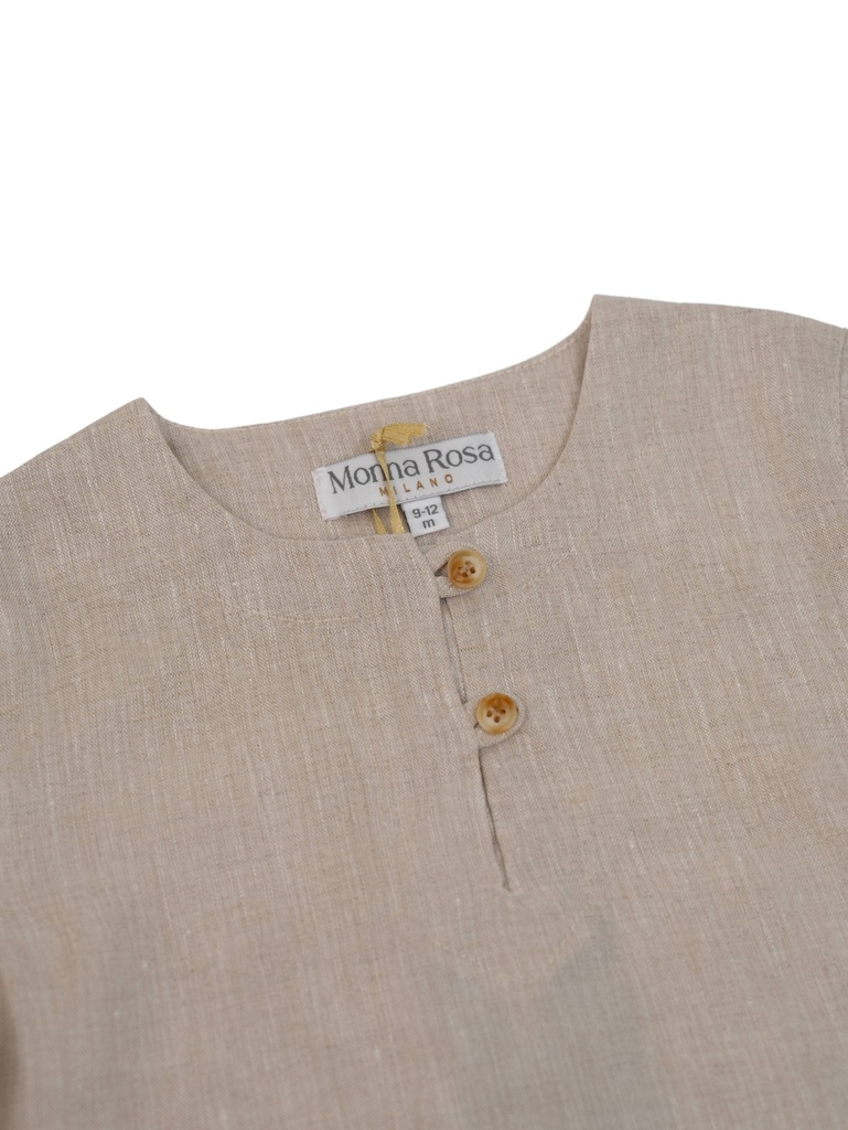 26030 ERKEK GÖMLEK ŞORT 2'Lİ TAKIM BEJ