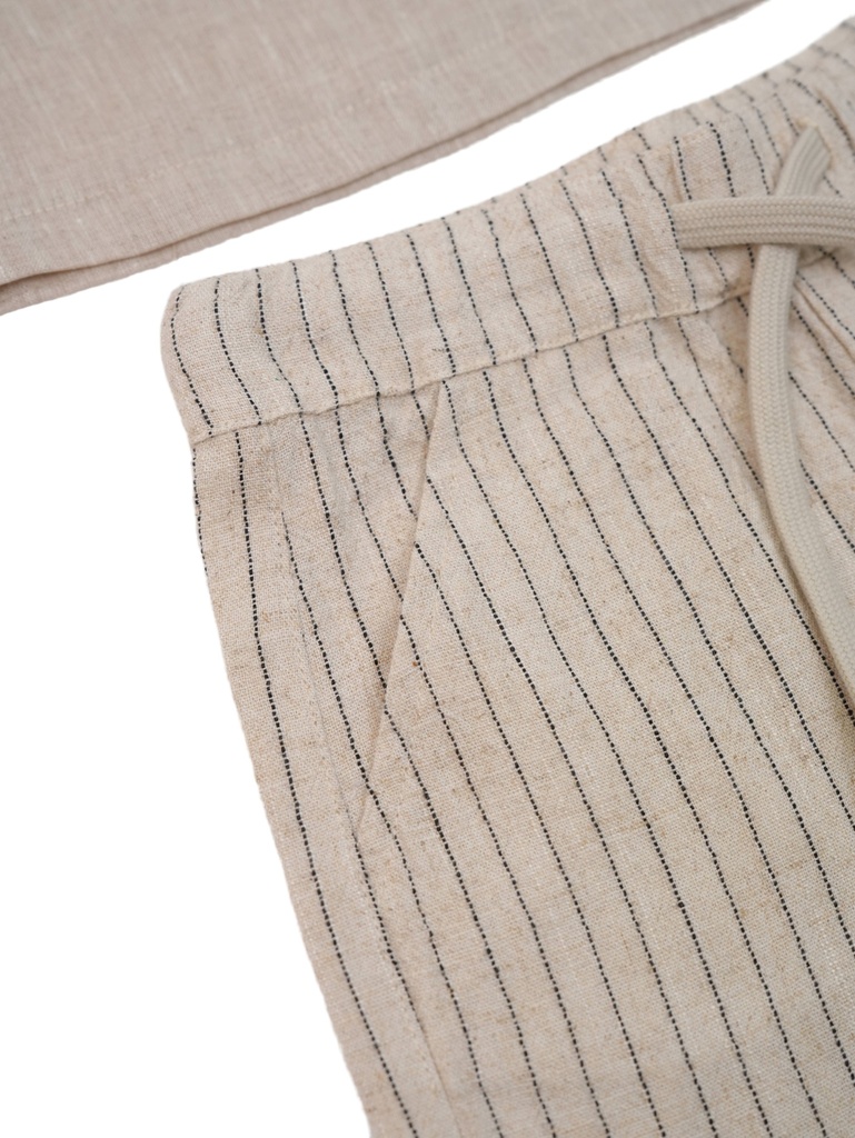 26030 ERKEK GÖMLEK ŞORT 2'Lİ TAKIM BEJ