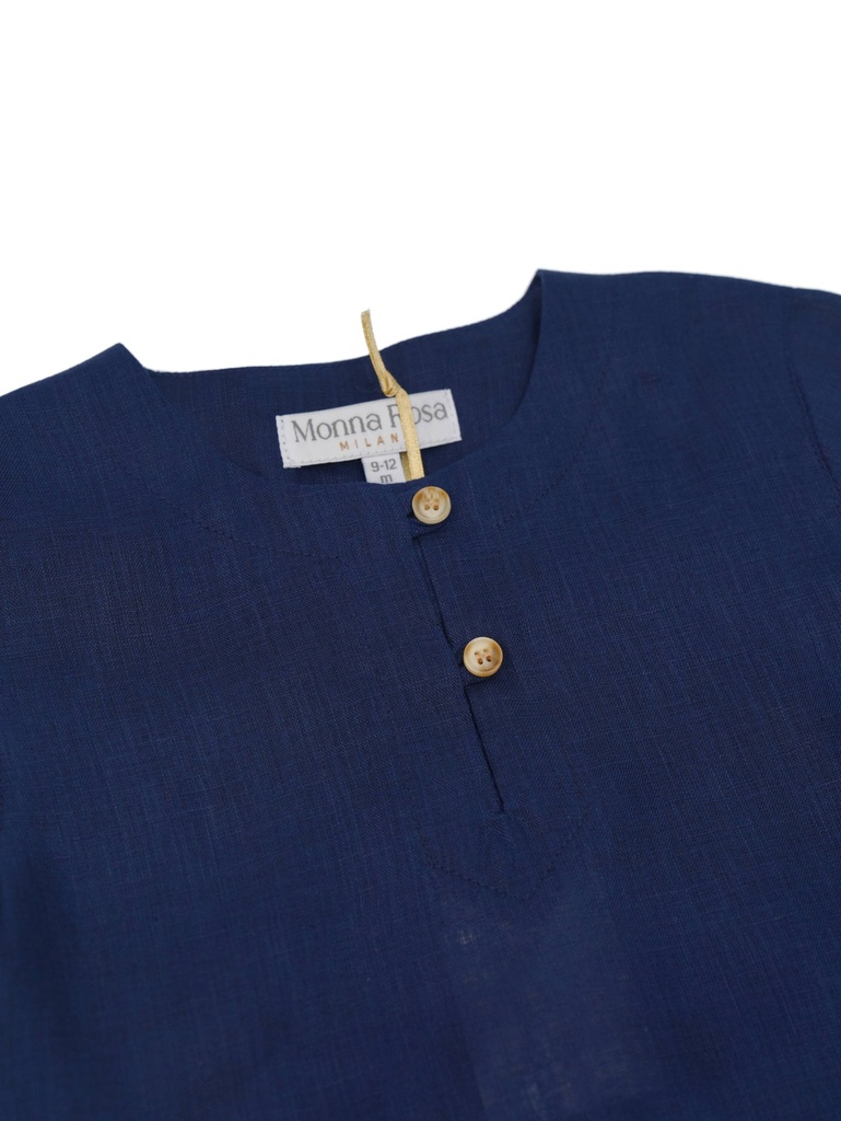 26030 ERKEK GÖMLEK ŞORT 2'Lİ TAKIM LACİVERT