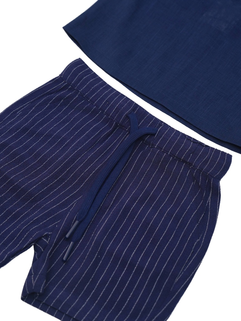 26030 ERKEK GÖMLEK ŞORT 2'Lİ TAKIM LACİVERT