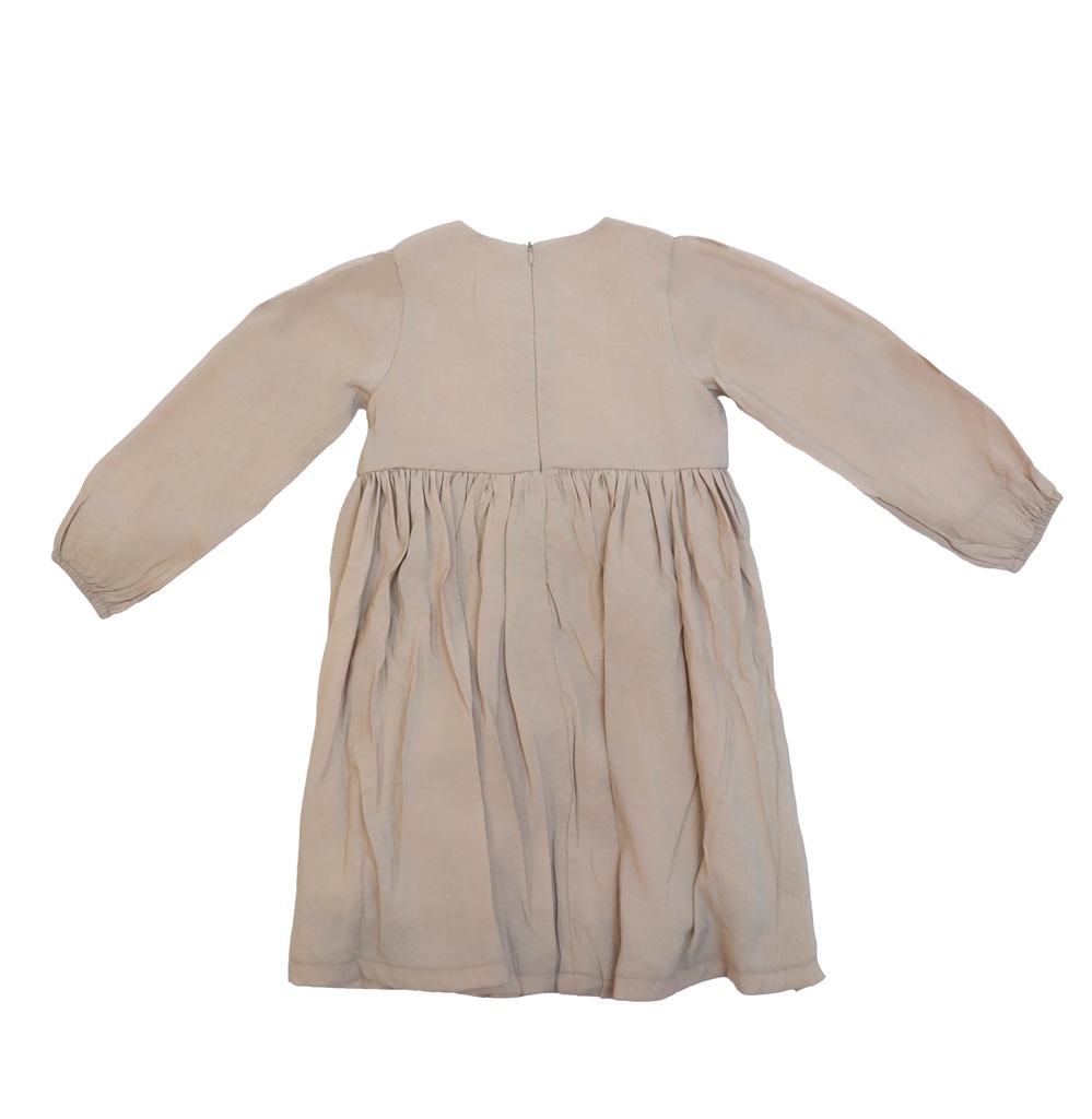 25718 KURDELA DETAYLI ELBISE BEJ