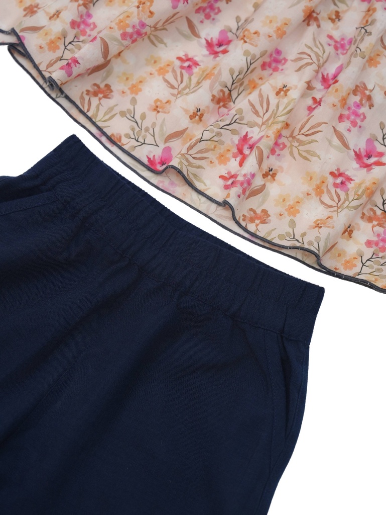 26121 KIZ GÖMLEK PANTOLON 2'Lİ TAKIM DESENLİ