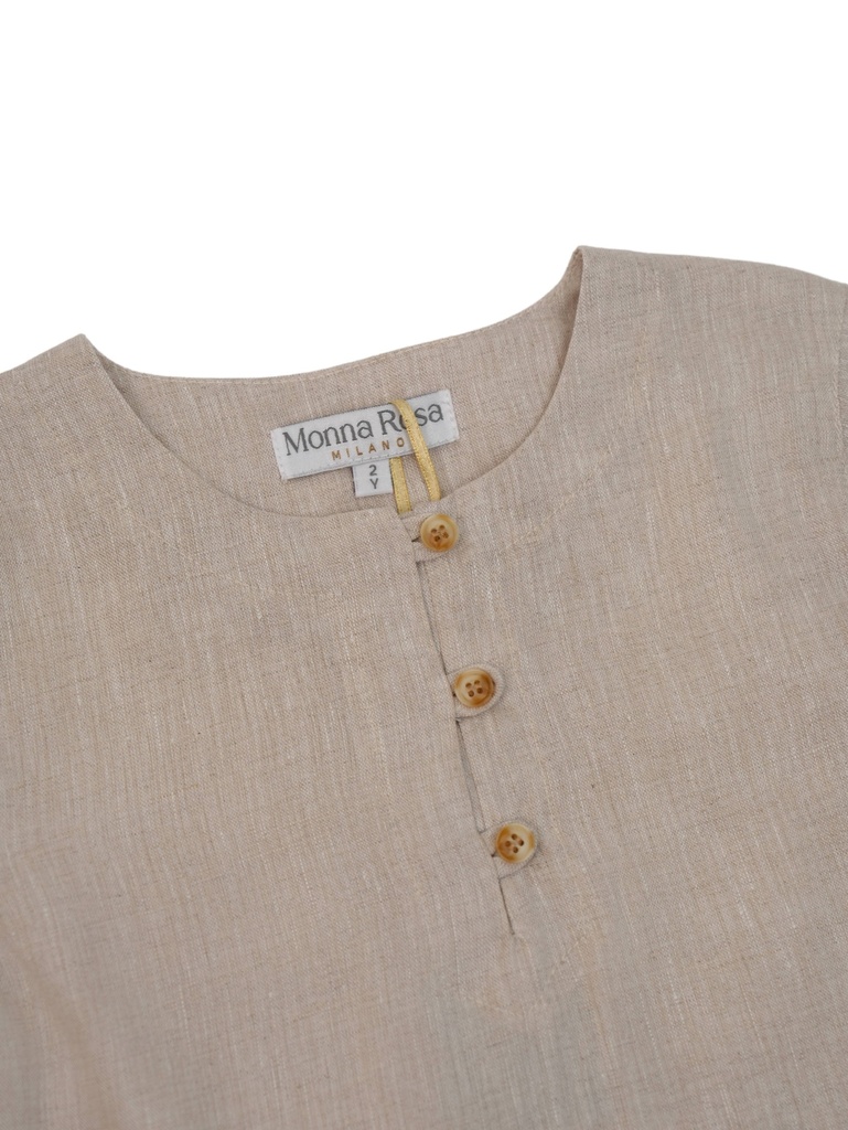 26130 ERKEK GÖMLEK ŞORT 2'Lİ TAKIM BEJ