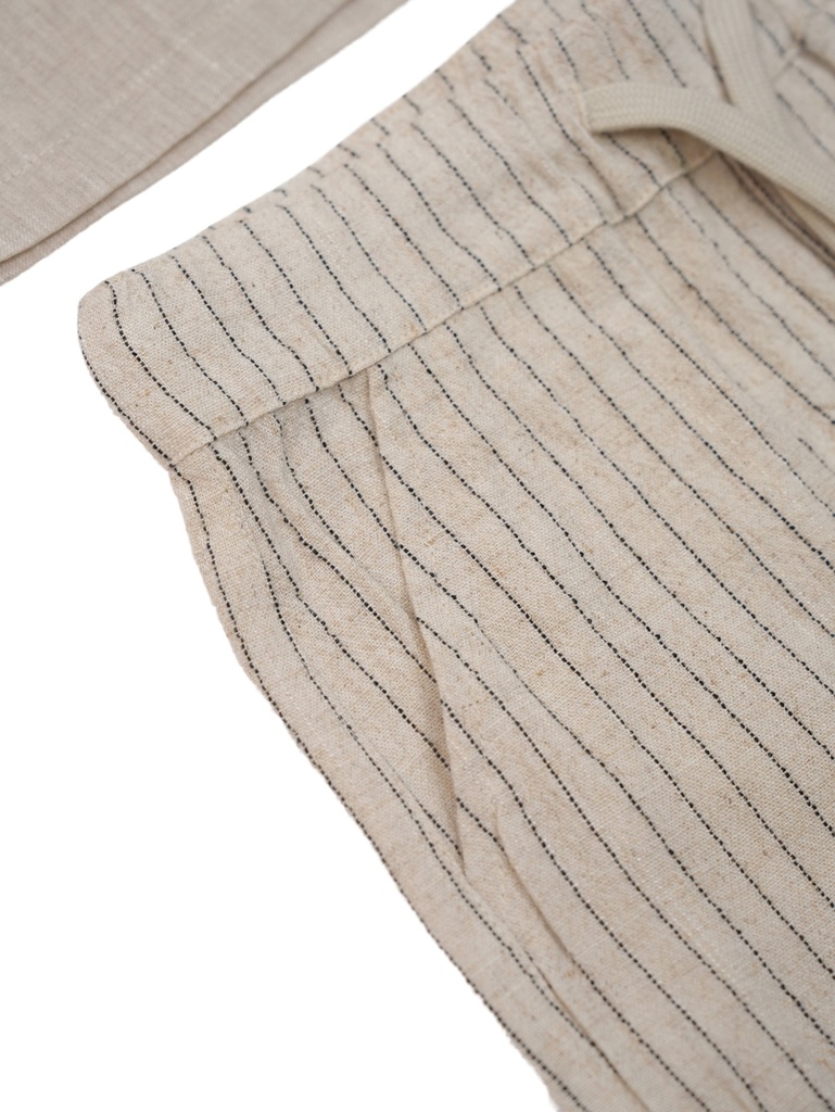 26130 ERKEK GÖMLEK ŞORT 2'Lİ TAKIM BEJ