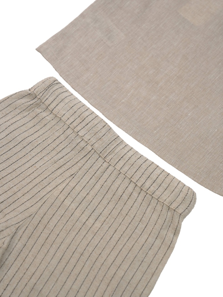 26130 ERKEK GÖMLEK ŞORT 2'Lİ TAKIM BEJ