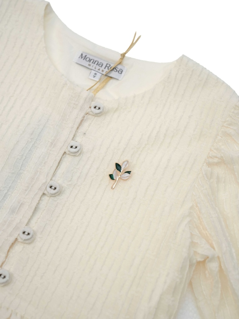 26218 ÖNÜ DÜĞMELİ ELBİSE EKRU