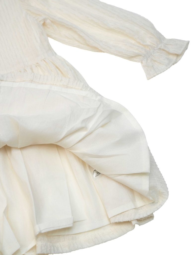 26218 ÖNÜ DÜĞMELİ ELBİSE EKRU