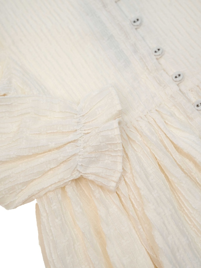 26218 ÖNÜ DÜĞMELİ ELBİSE EKRU