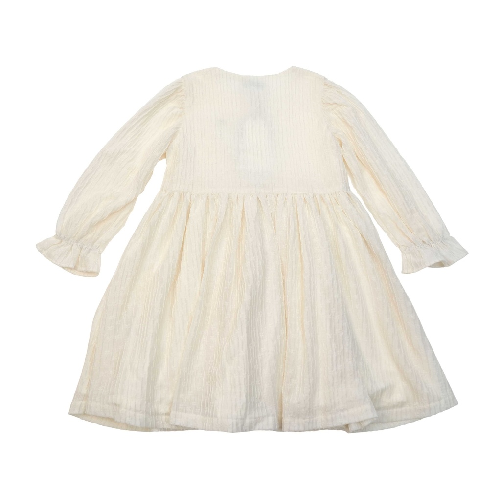 26218 ÖNÜ DÜĞMELİ ELBİSE EKRU