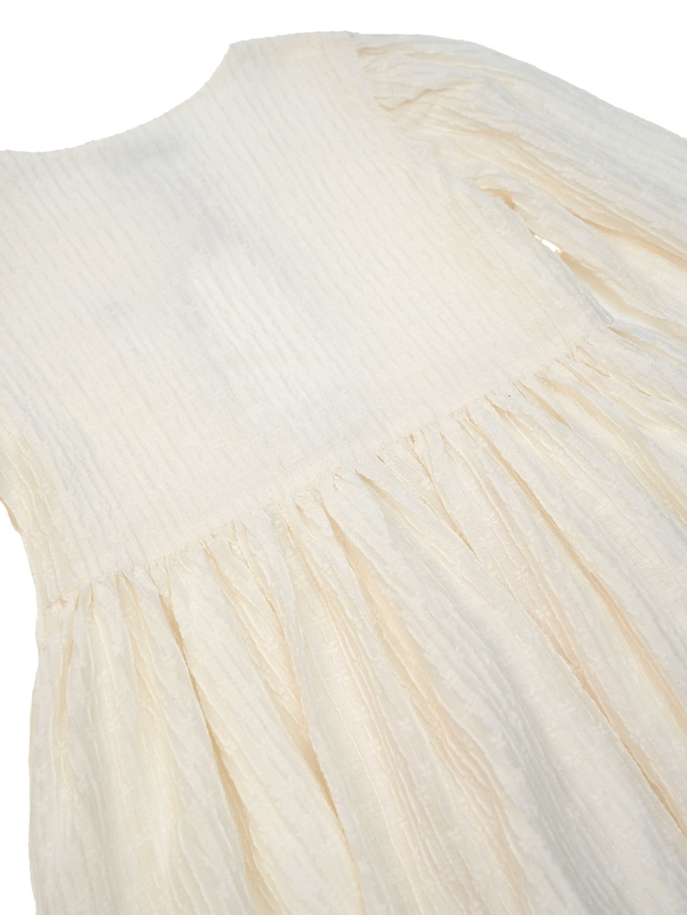 26218 ÖNÜ DÜĞMELİ ELBİSE EKRU