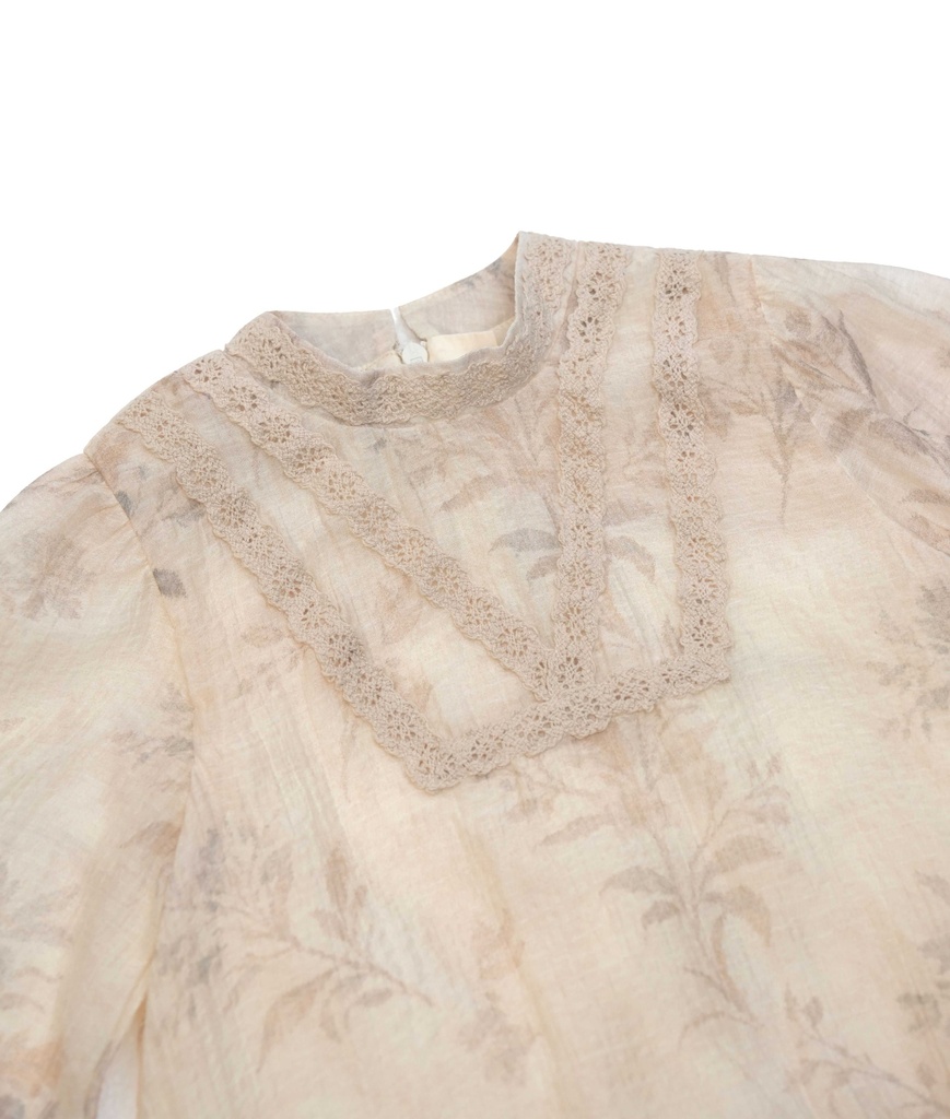 26106 BEBE YAKA DANTEL DETAYLI ELBİSE DESENLİ