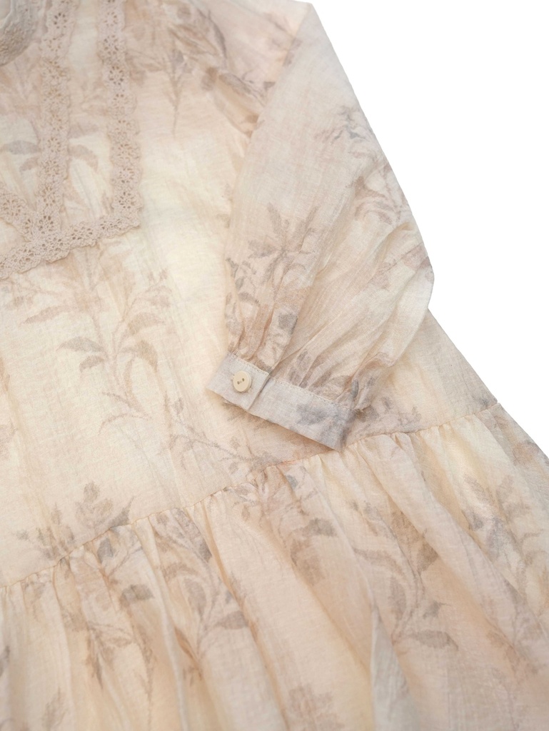 26106 BEBE YAKA DANTEL DETAYLI ELBİSE DESENLİ