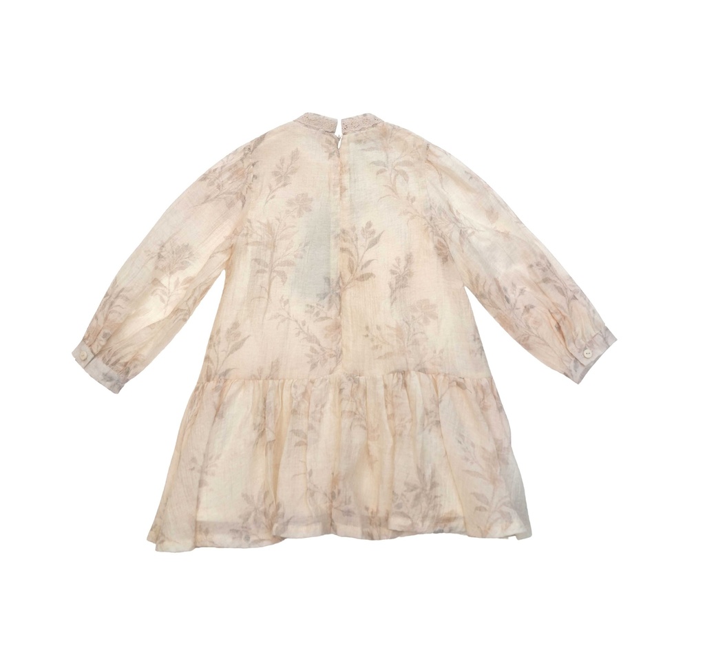 26106 BEBE YAKA DANTEL DETAYLI ELBİSE DESENLİ