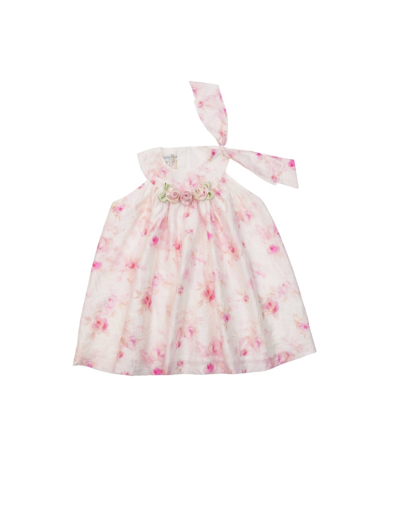 26114 OMUZ FİYONK DETAYLI ELBİSE DESENLİ