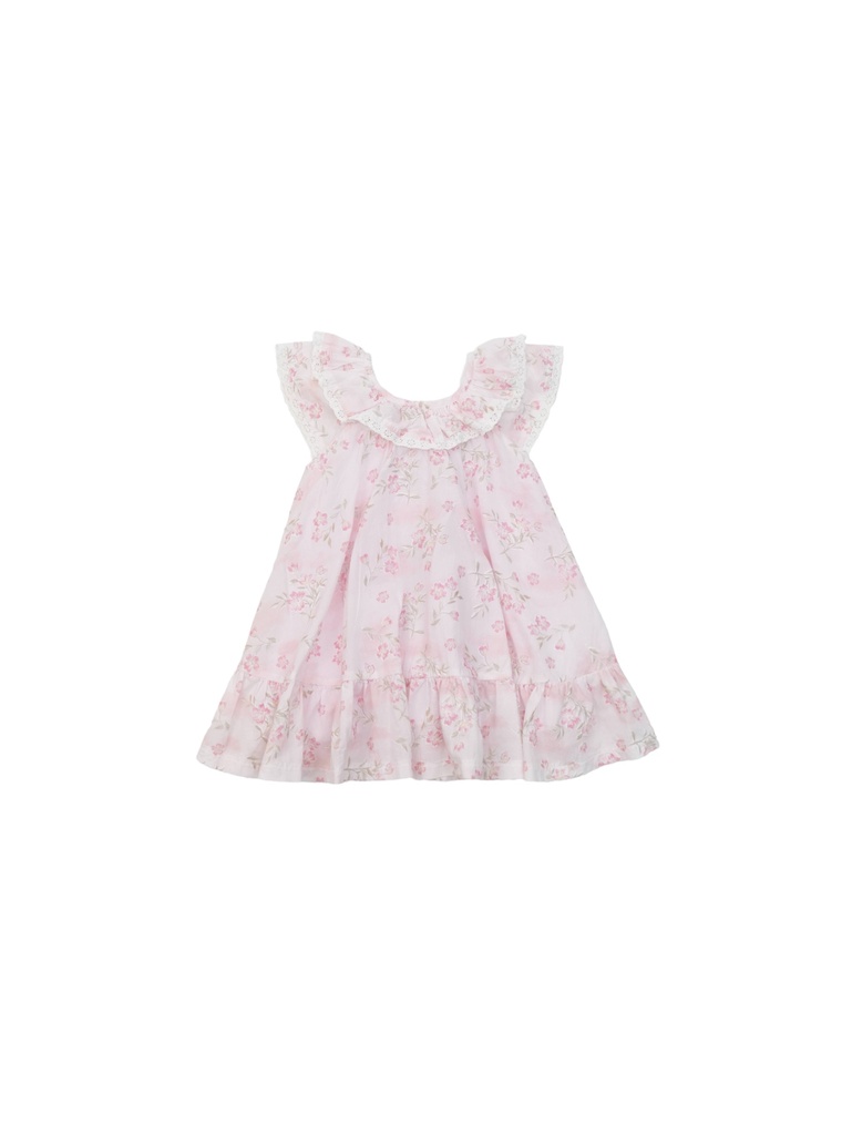 26202 GÜPÜR DETAYLI ELBİSE PEMBE