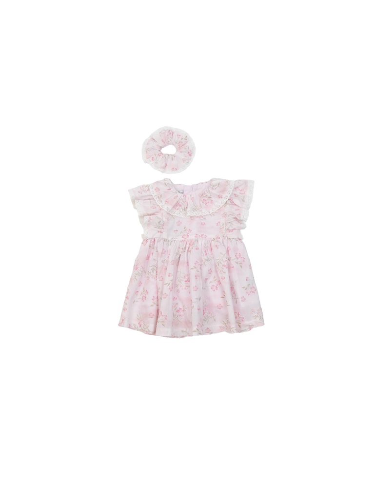 26002  GÜPÜR DETAYLI ELBİSE PEMBE