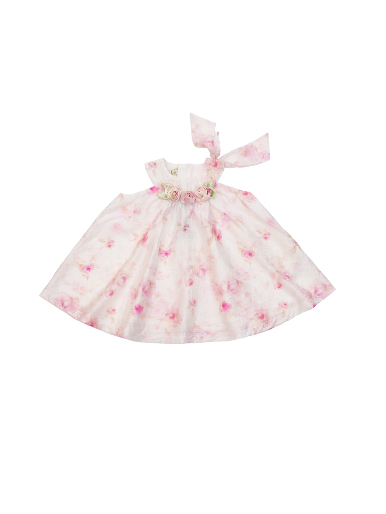 26014 OMUZ FİYONK DETAYLI ELBİSE DESENLİ