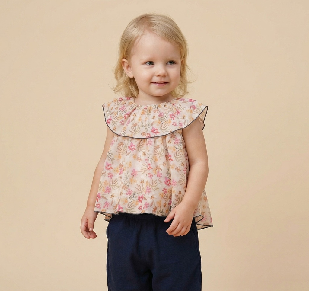 26121 Girl Piped  2-Piece Set Patterned