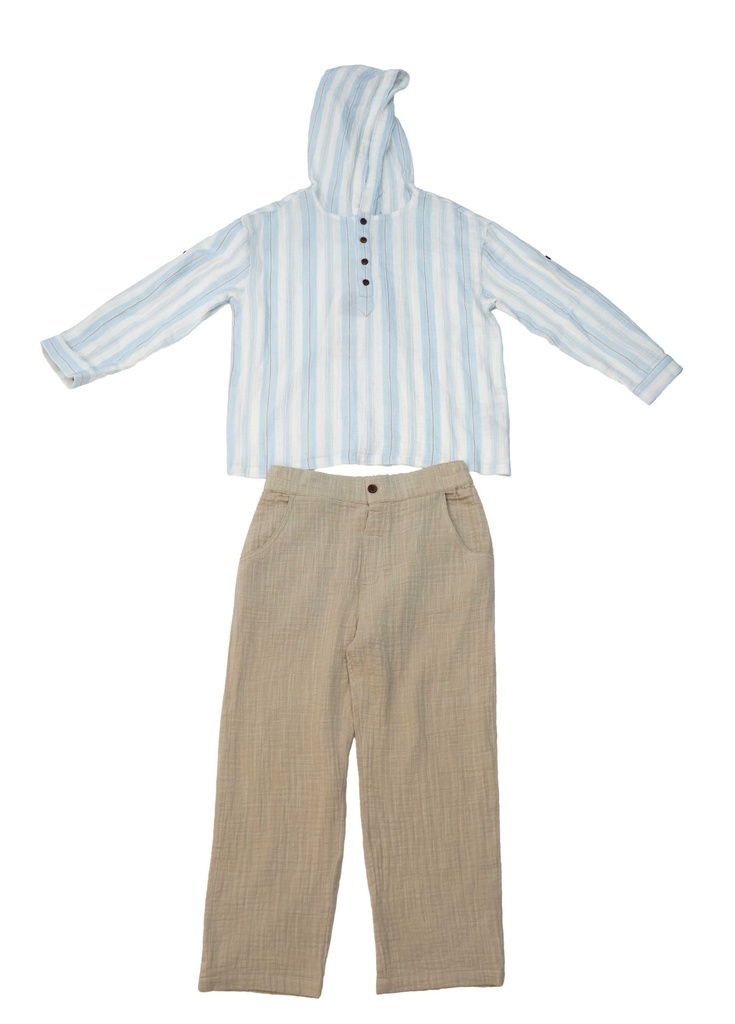 26223 Garçon À capuche Ensemble 2 pièces Ensemble Beige