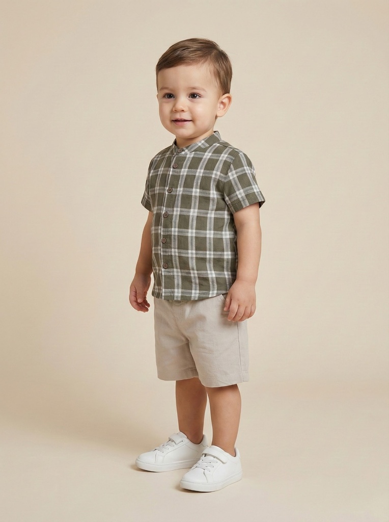 26029 Boy Striped Shirt Shorts 2-Piece Set Patterned