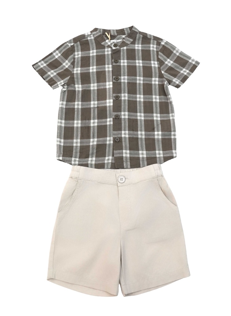 26029 Garçon Rayé Chemise Short Ensemble 2 pièces Ensemble À motif