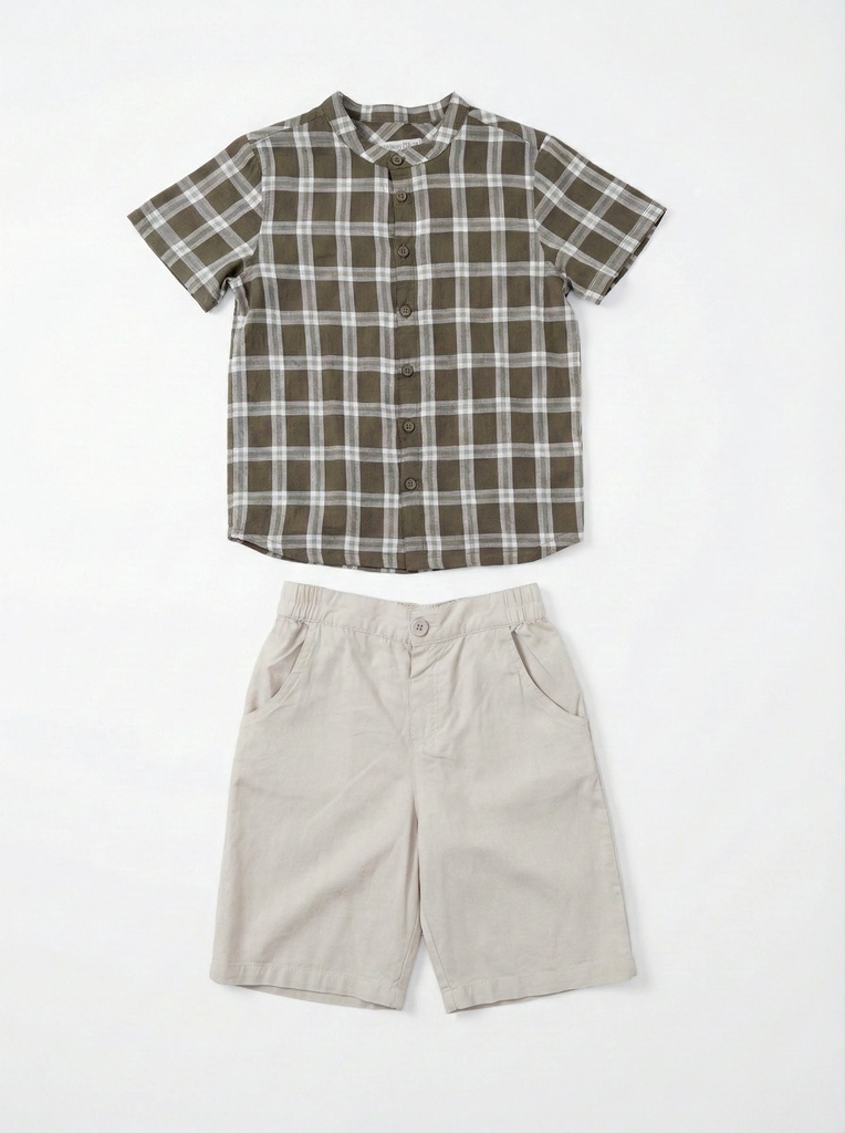 26129 Boy Striped Shirt Shorts 2-Piece Set Patterned