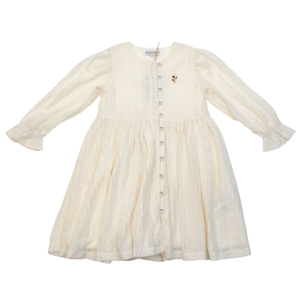 26218 Front Loop Button Dress Ecru