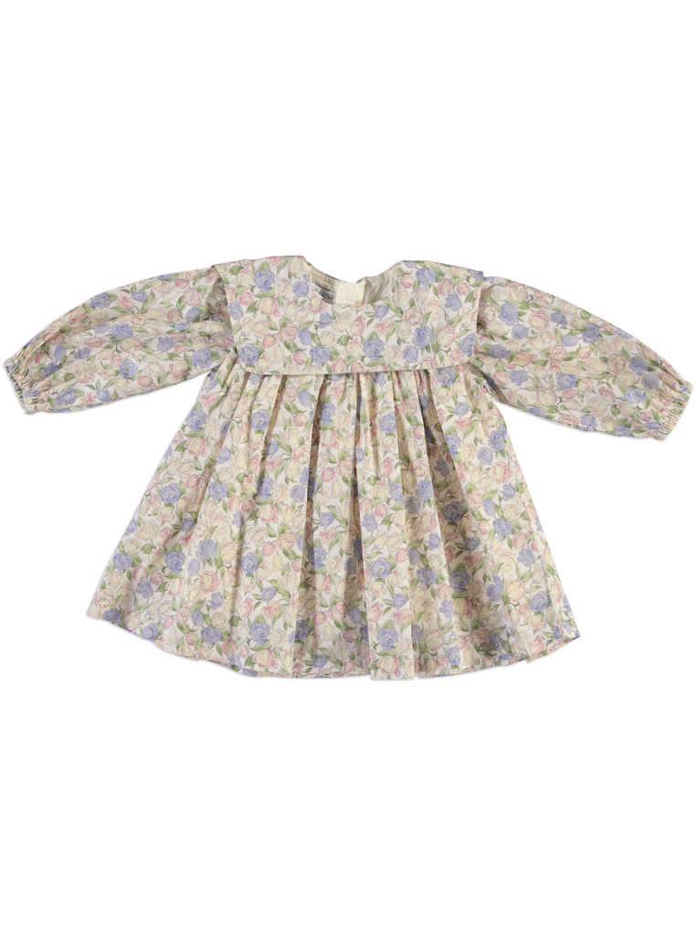 25511 with Rose Details Apron Collar Dress - Pink