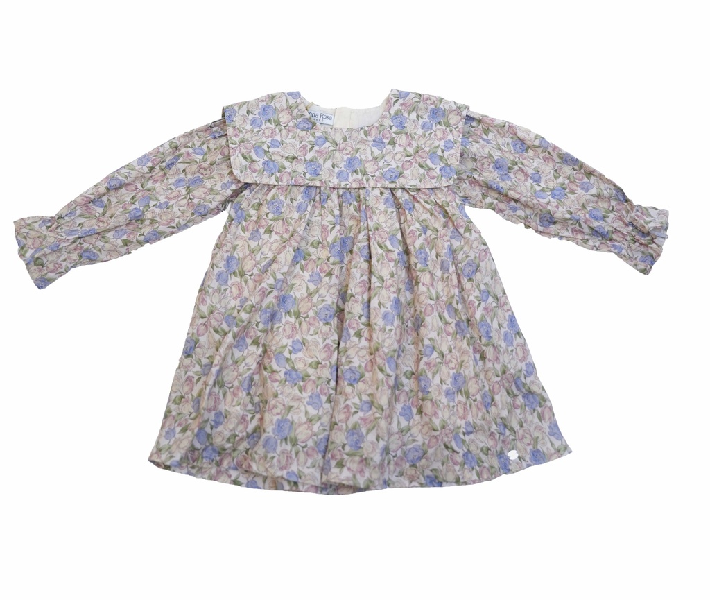 25611 玫瑰细节 围裙领 连衣裙 - 粉色