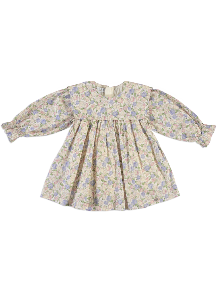 25611 with Rose Details Apron Collar Dress - Pink