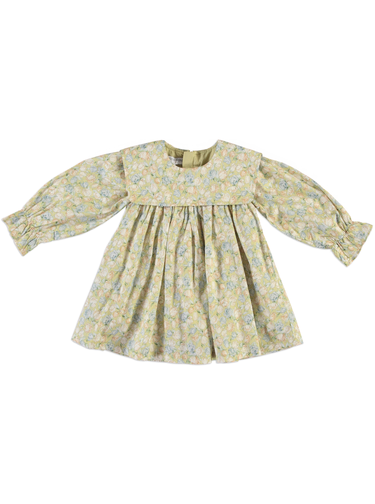 25511 with Rose Details Apron Collar Dress - Green
