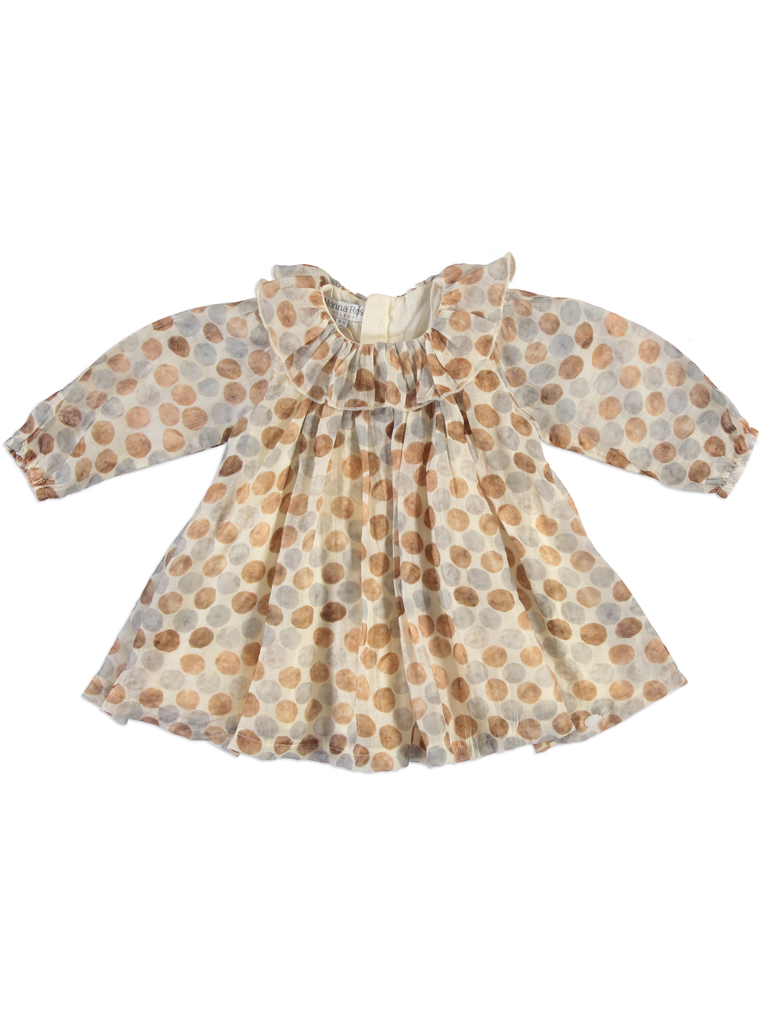 25513 Polka Dot Patterned with Buckle Tencel Dress