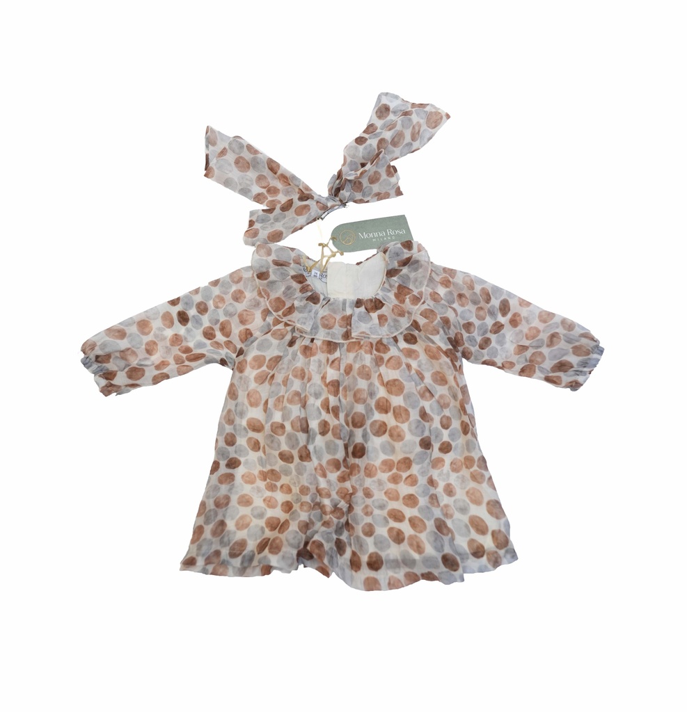 25513 Polka Dot Patterned with Buckle Tencel Dress