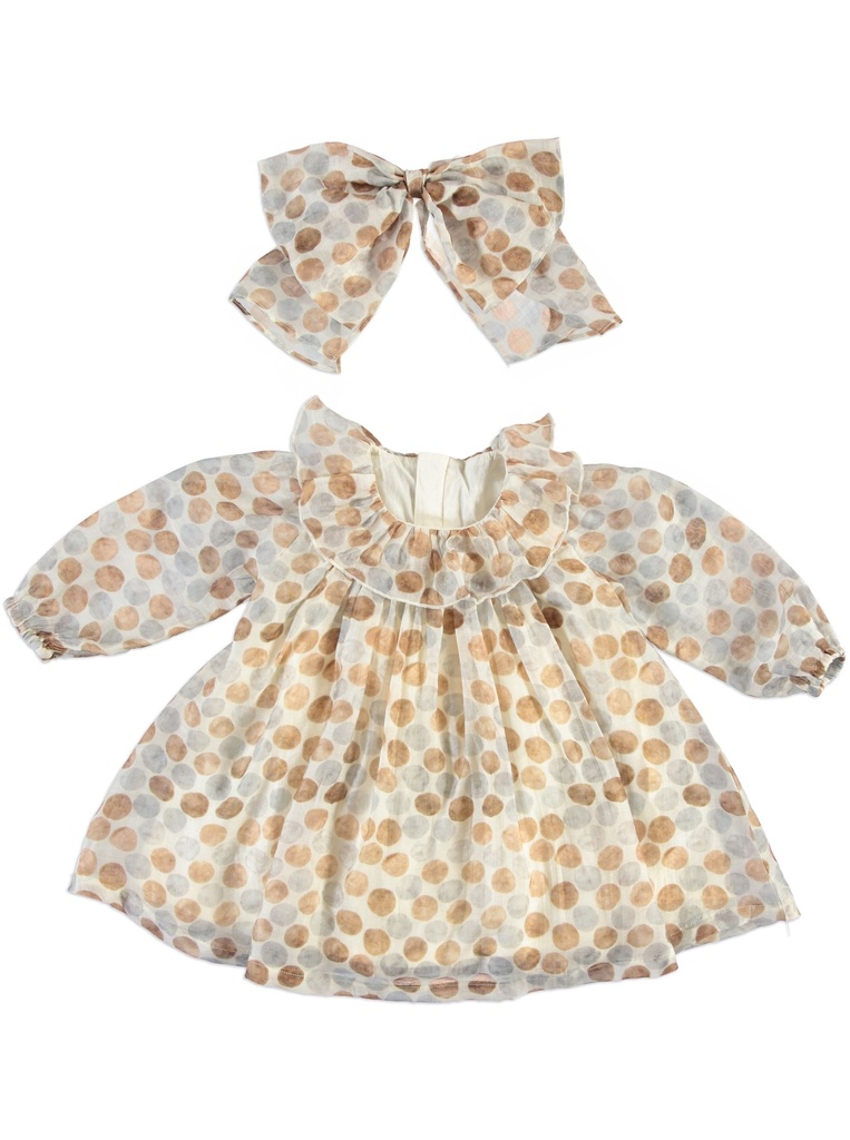 25613 Polka Dot Patterned with Buckle Tencel Dress
