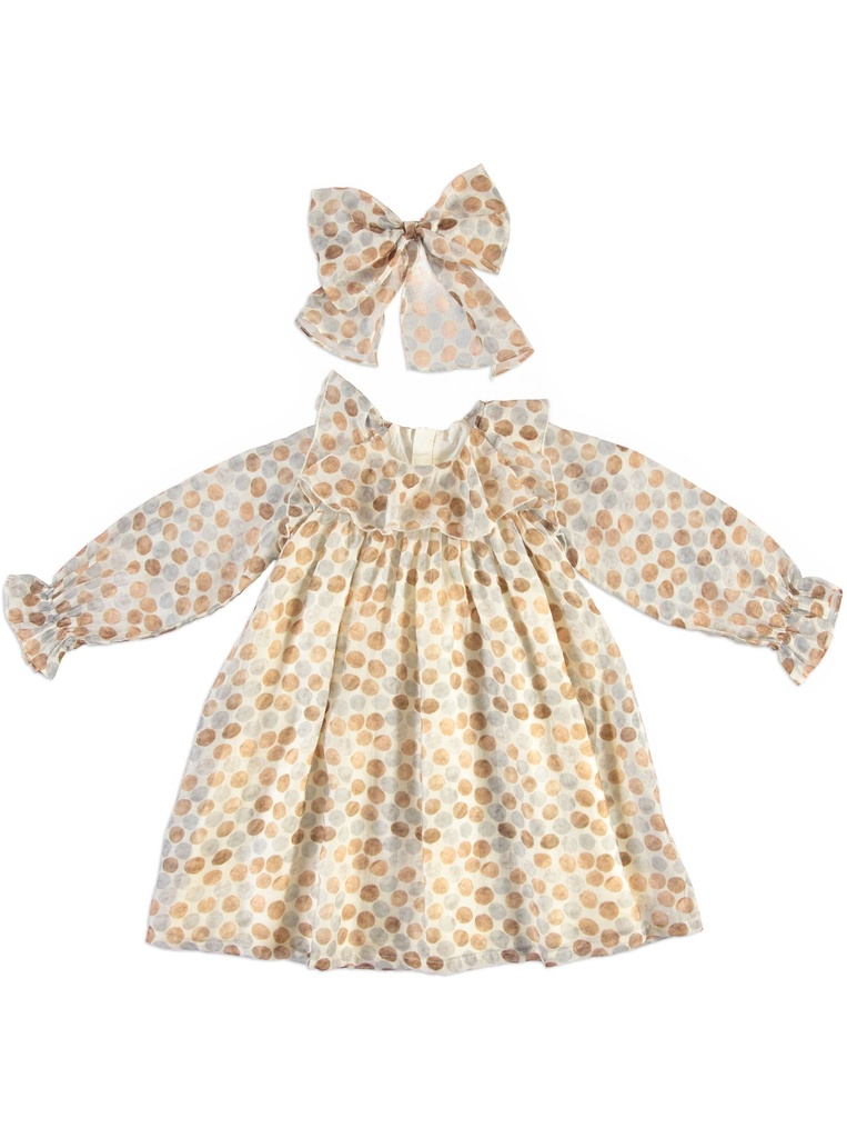 25713 Polka Dot Patterned with Buckle Tencel Dress