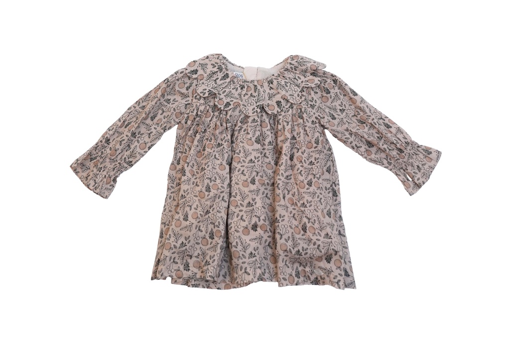 25516 Printed with Daisy Collar Dress - Beige