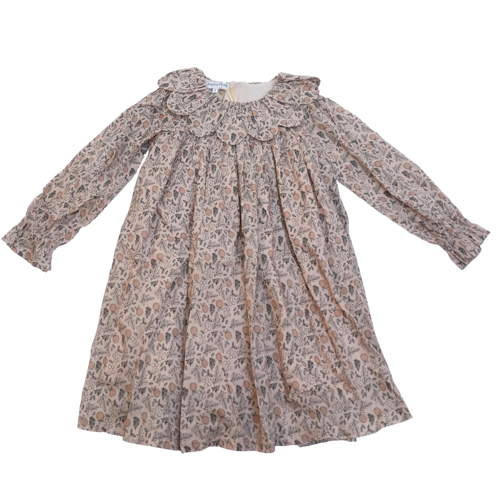 25716 Printed with Daisy Collar Dress - Beige