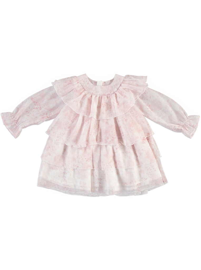 25717 TENCEL COK KATLI ELBISE PEMBE