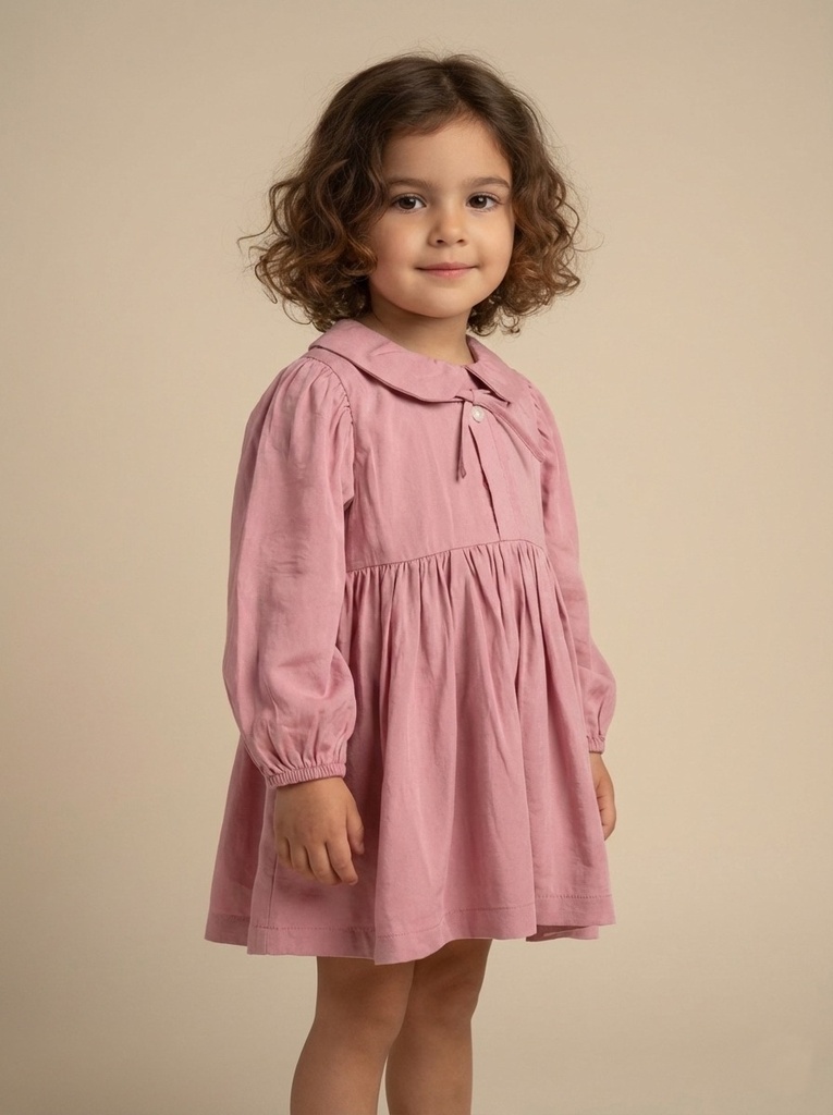 25618 KURDELA DETAYLI ELBISE PEMBE