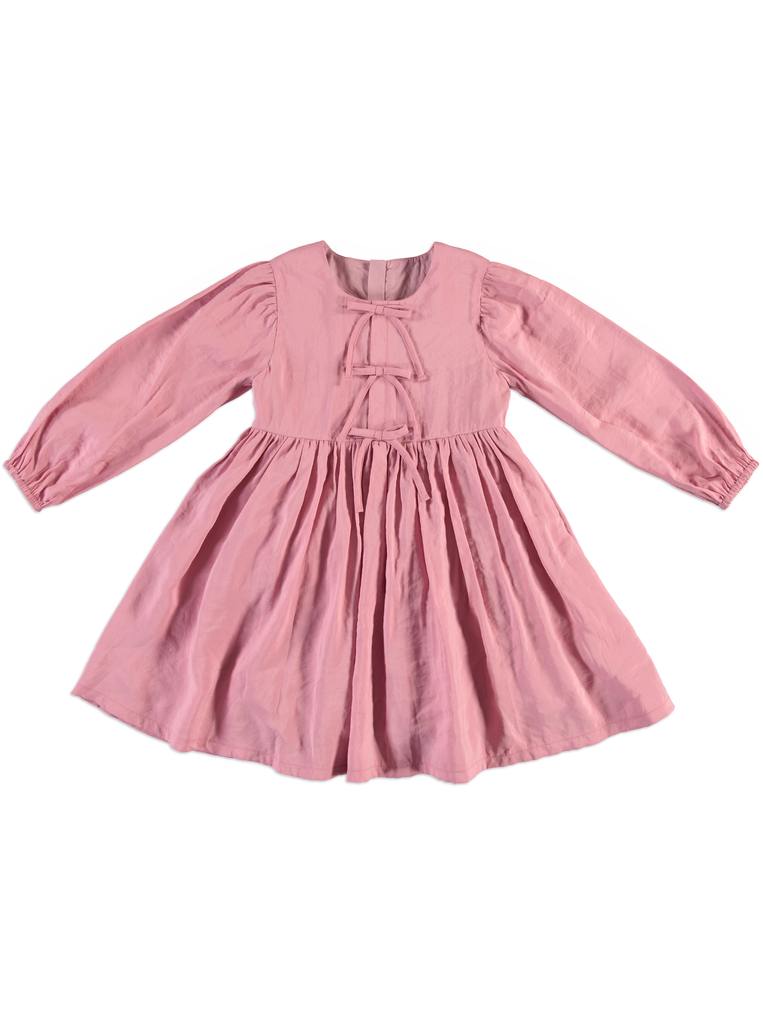 25718 KURDELA DETAYLI ELBISE PEMBE