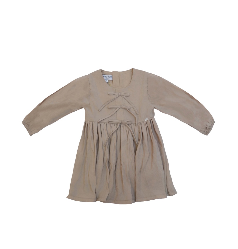 25618 with Ribbon Detail Dress - Beige